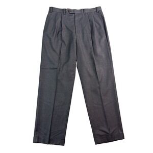 Ralph Lauren 36x32 gray houndstooth pleated dress pants cuffed full cut mens